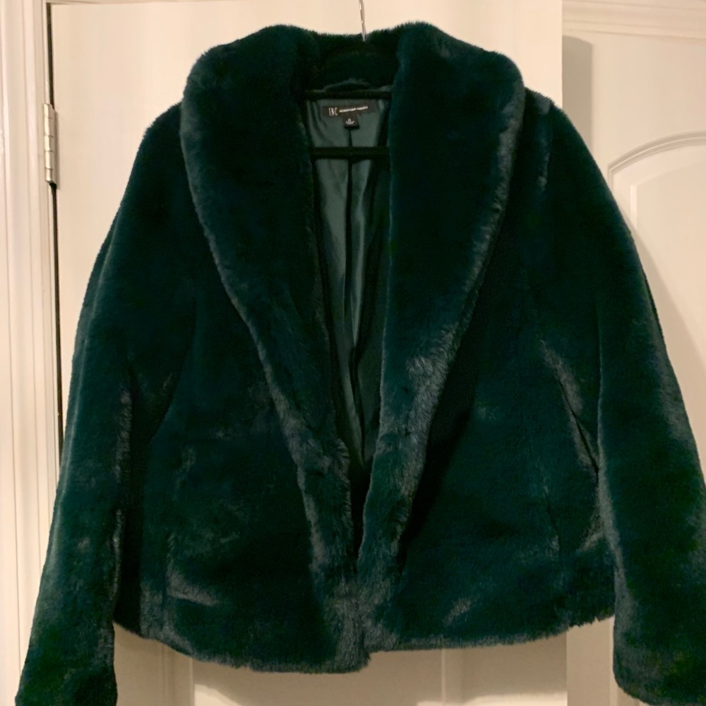 Green Faux fur jacket- SHIPS OUT TODAY